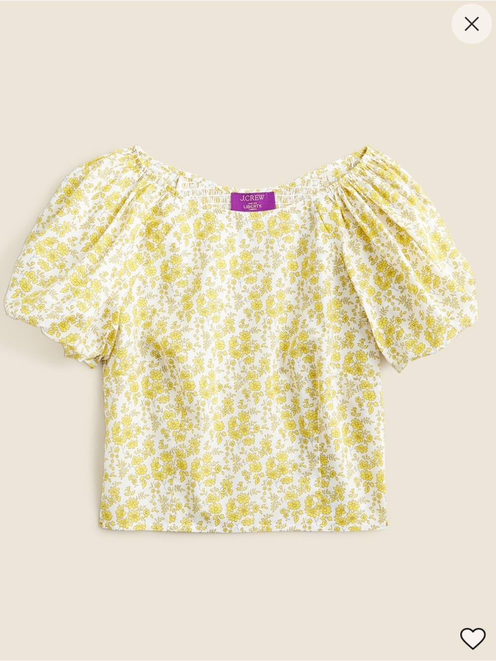 J. Crew White Blouse with Yellow Floral Print